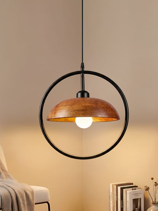 Orbit Dome Wooden Pendant Light For Hall Room