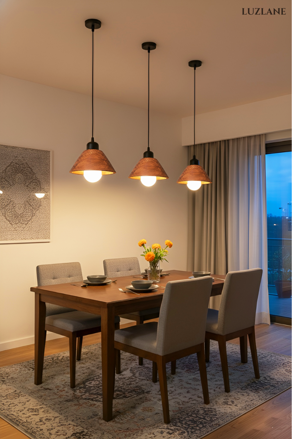 Wooden Conical Hanging Light for Ceiling
