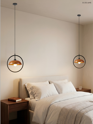 Orbit Dome Wooden Pendant Light For Hall Room