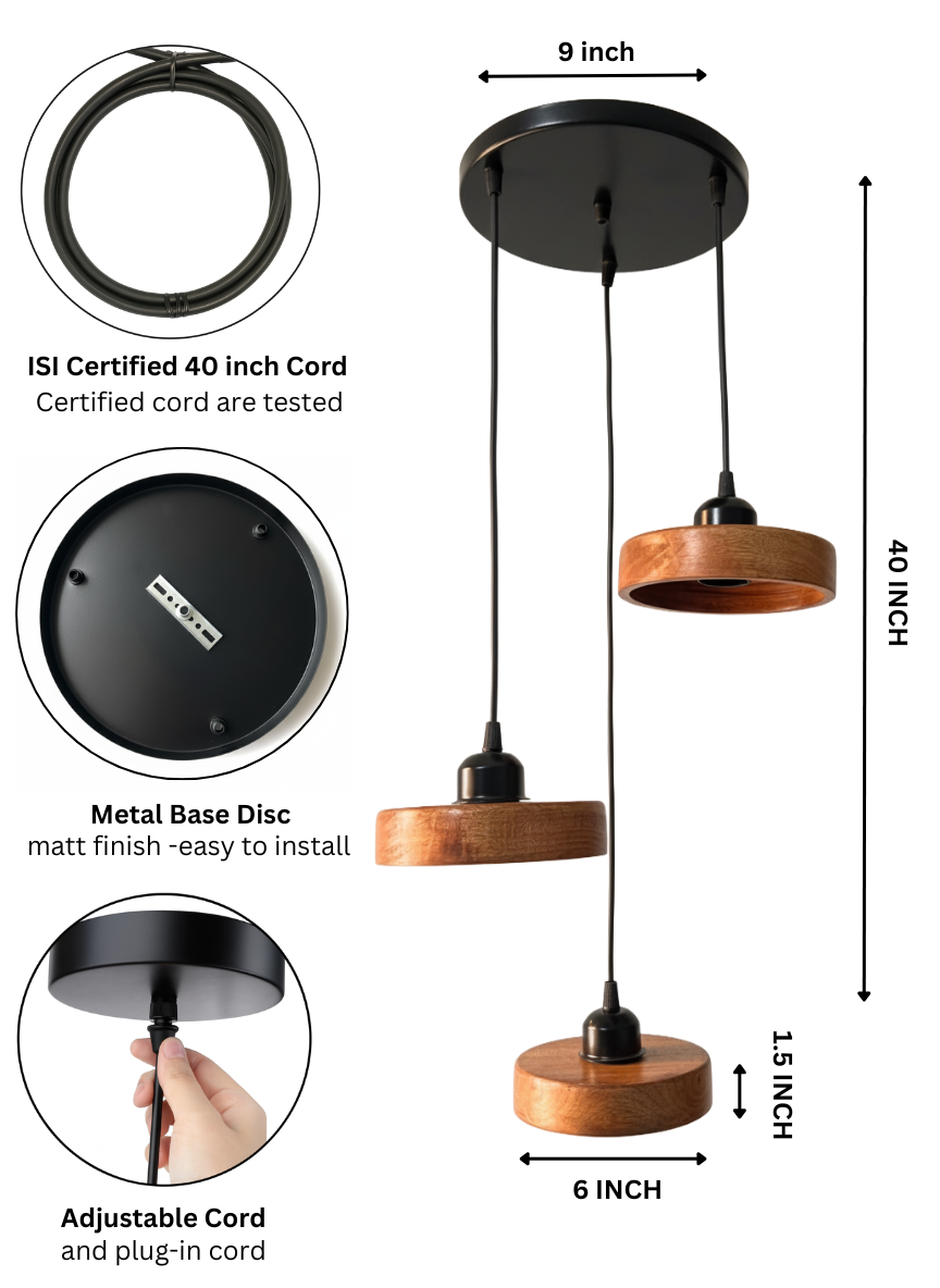 Wooden Hanging Light Cluster for Living Area & Bedroom