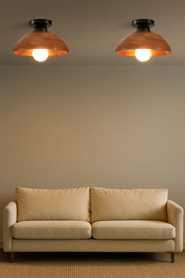 Walnut Dome Ceiling Lamp for Bedroom