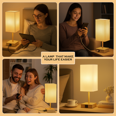 LUZLANE- Auratouch Smart Table Lamp | Linen Shade | (Color- Sand-White)