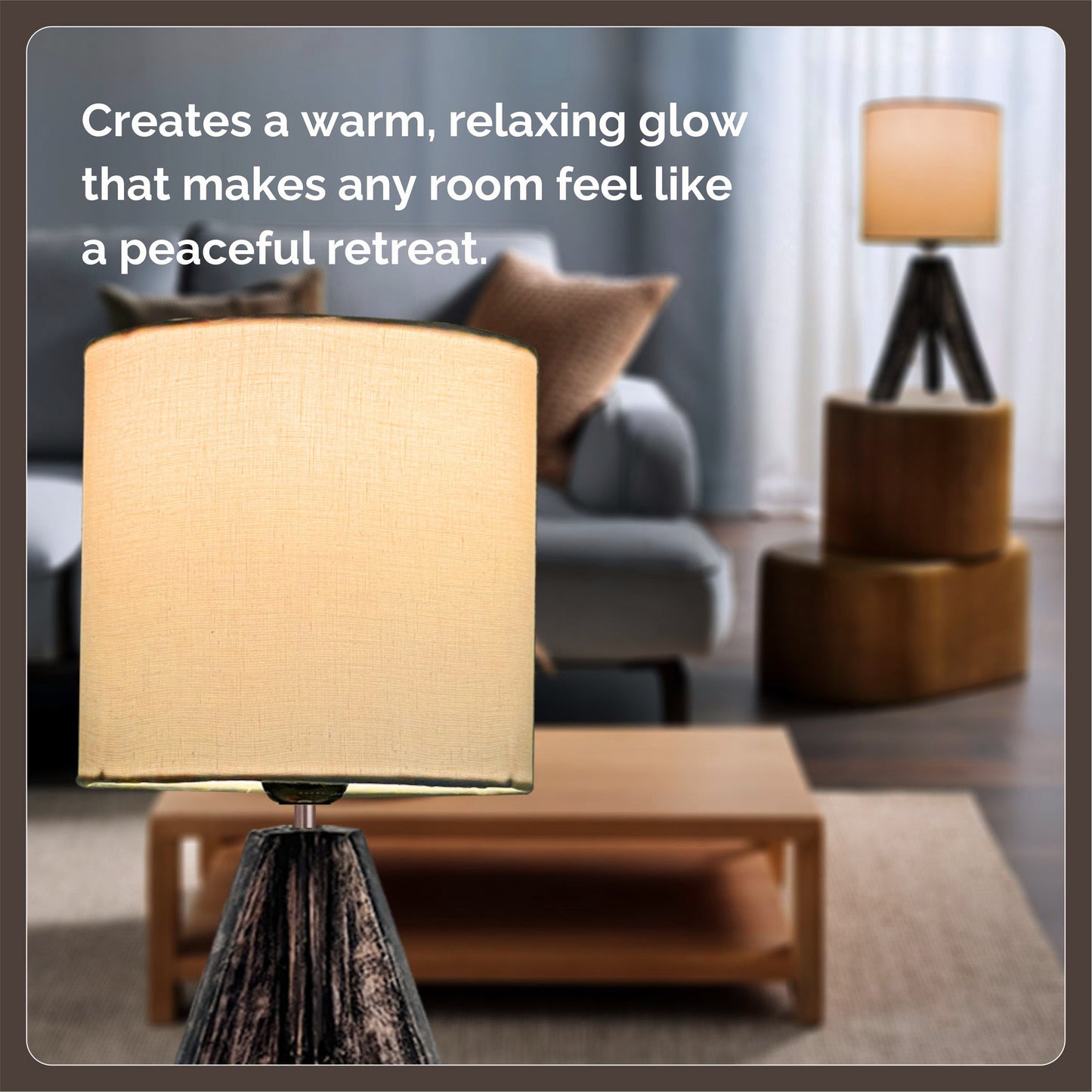 LUZLANE – Antique Elara Tripod Table Lamp | Linen Shade | (Color- Antique-White)
