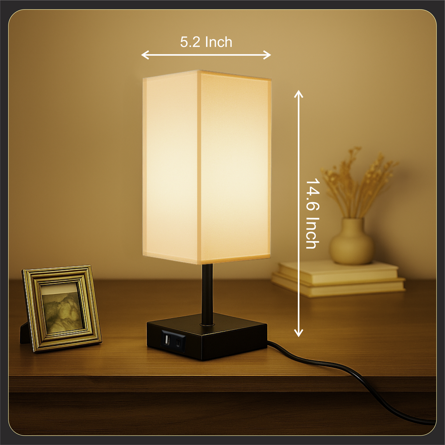 LUZLANE- Auratouch Smart Table Lamp | Linen Shade | (Color- Black-White)