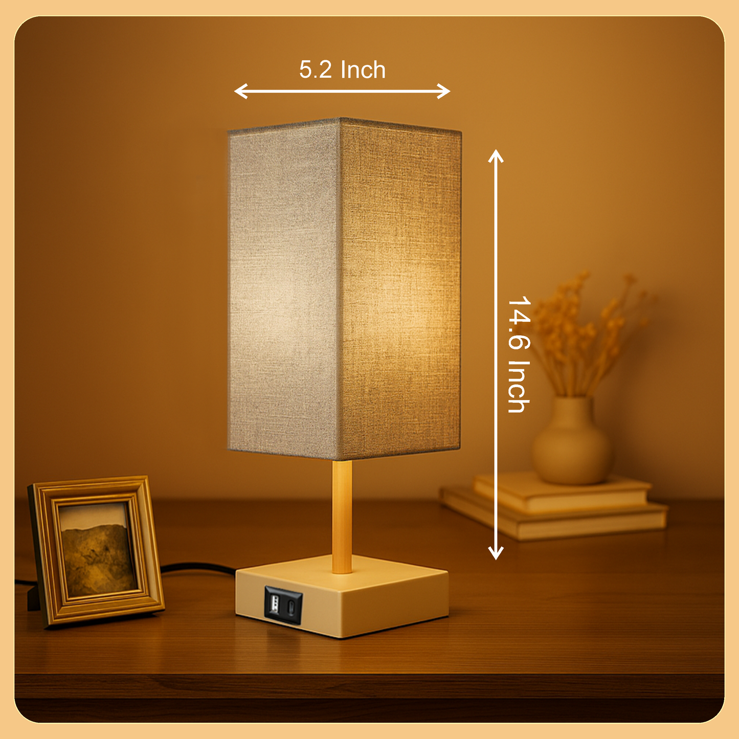 LUZLANE- Auratouch Smart Table Lamp | Linen Shade | (Color- Sand-Grey)