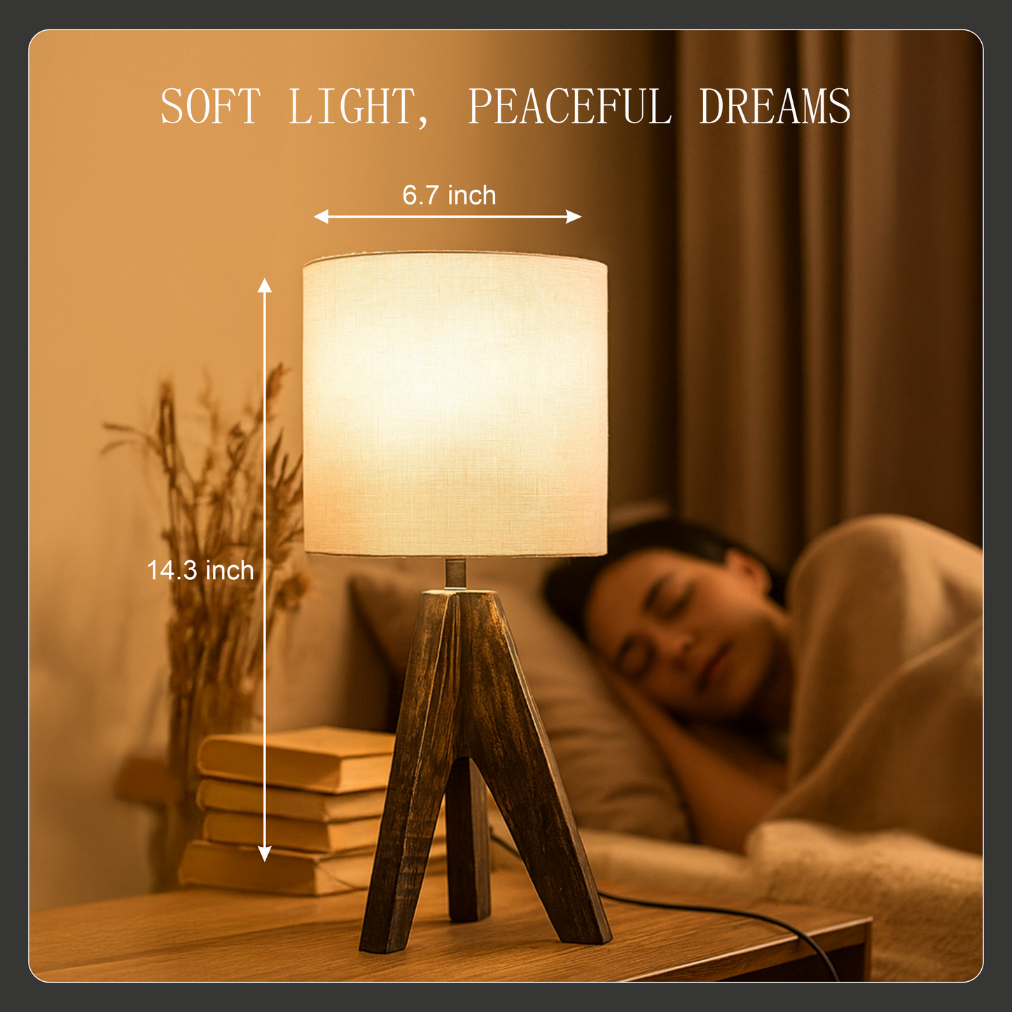 LUZLANE – Antique Elara Tripod Table Lamp | Linen Shade | (Color- Antique-White)