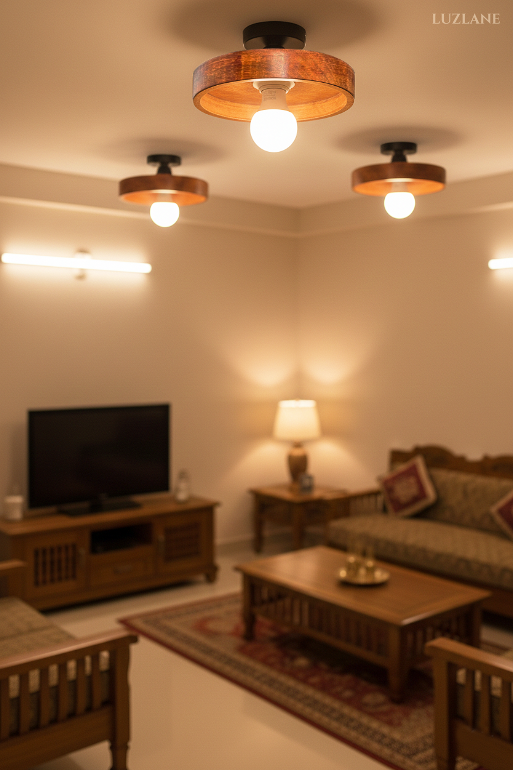 Solid Wood Ceiling Light for Bedroom & Living Room