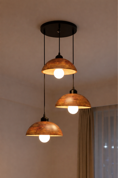 Walnut Dome Cluster Light for Living Room