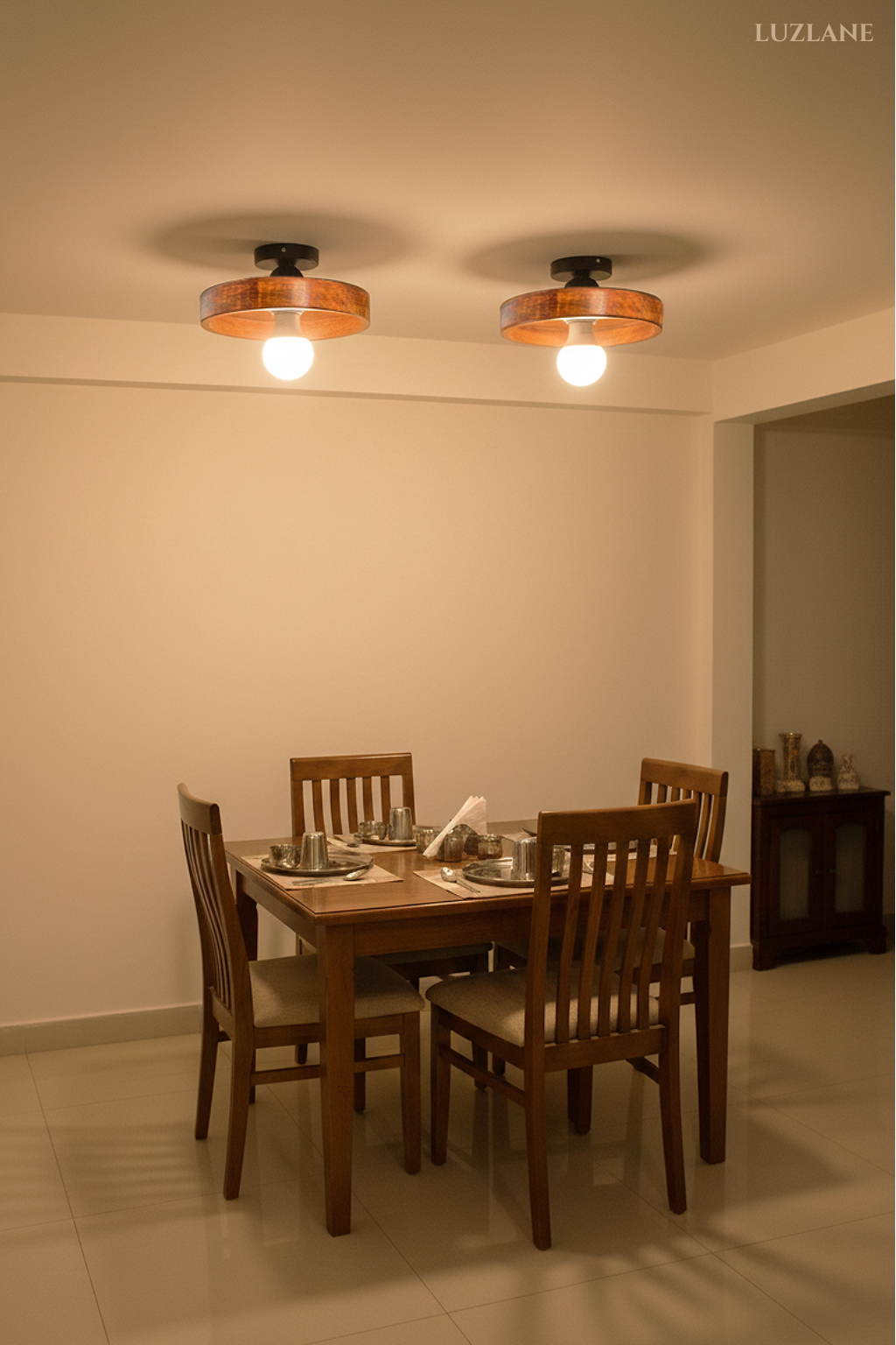 Solid Wood Ceiling Light for Bedroom & Living Room