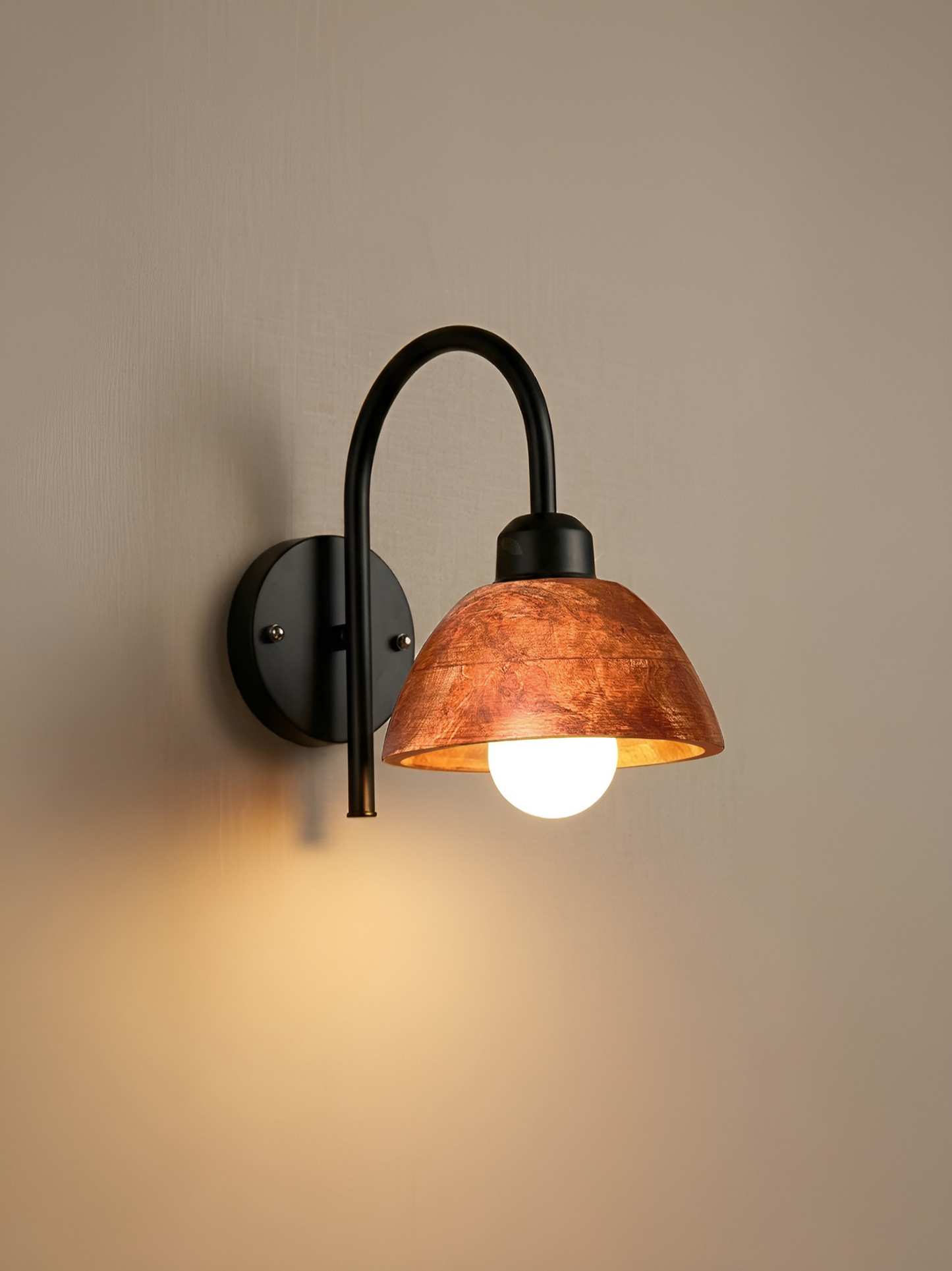 Wooden Dome Wall Mount Lamp for Bedroom