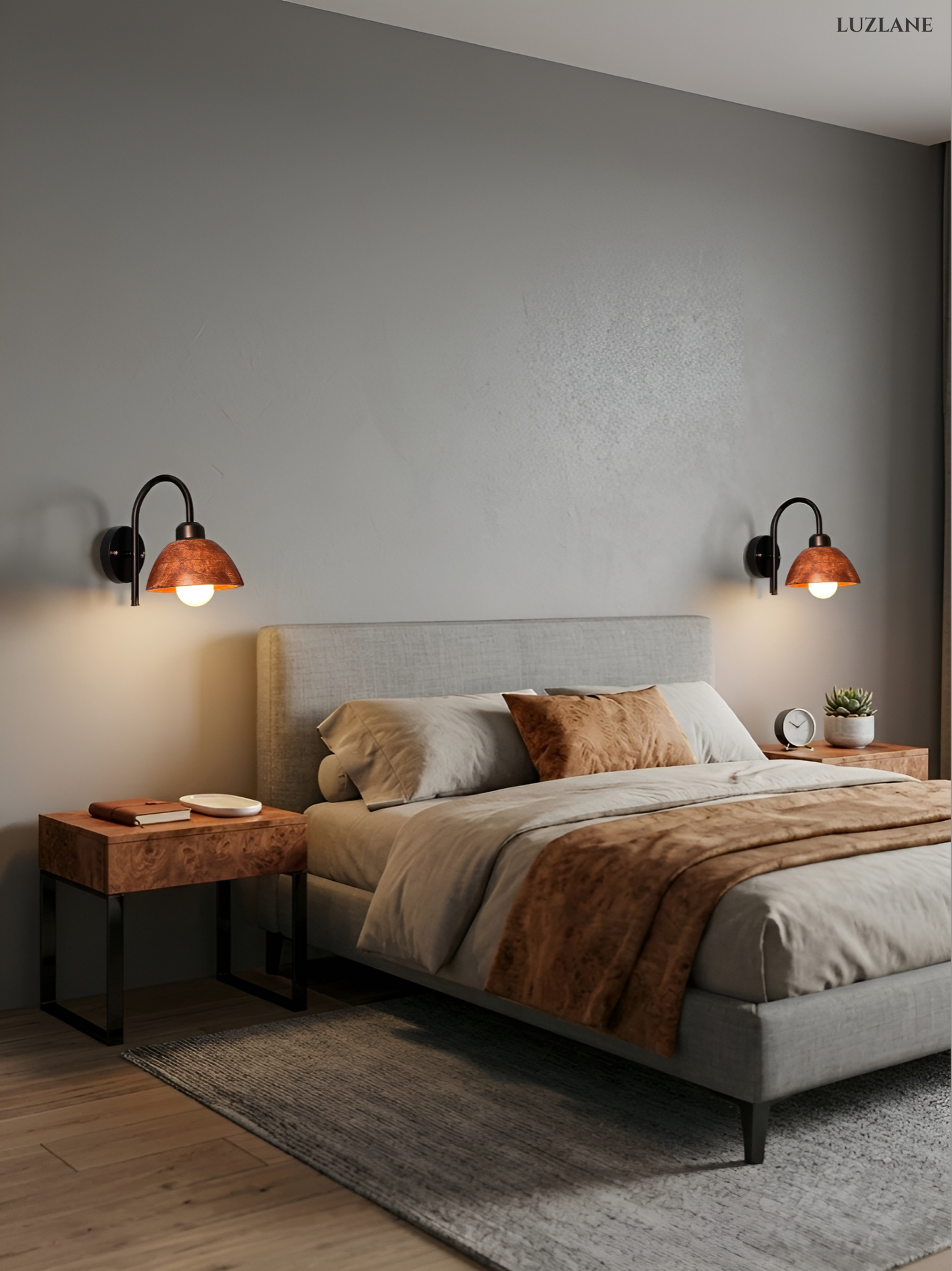 Wooden Dome Wall Mount Lamp for Bedroom