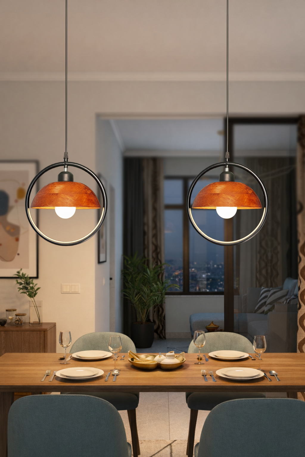 Orbit Dome Wooden Pendant Light -OD08 For Living Room