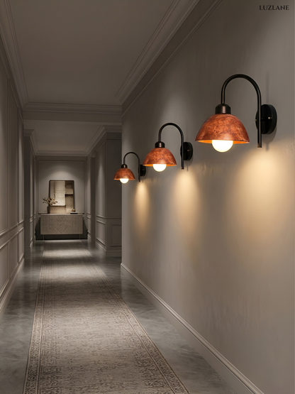 Wooden Dome Wall Mount Lamp for Bedroom