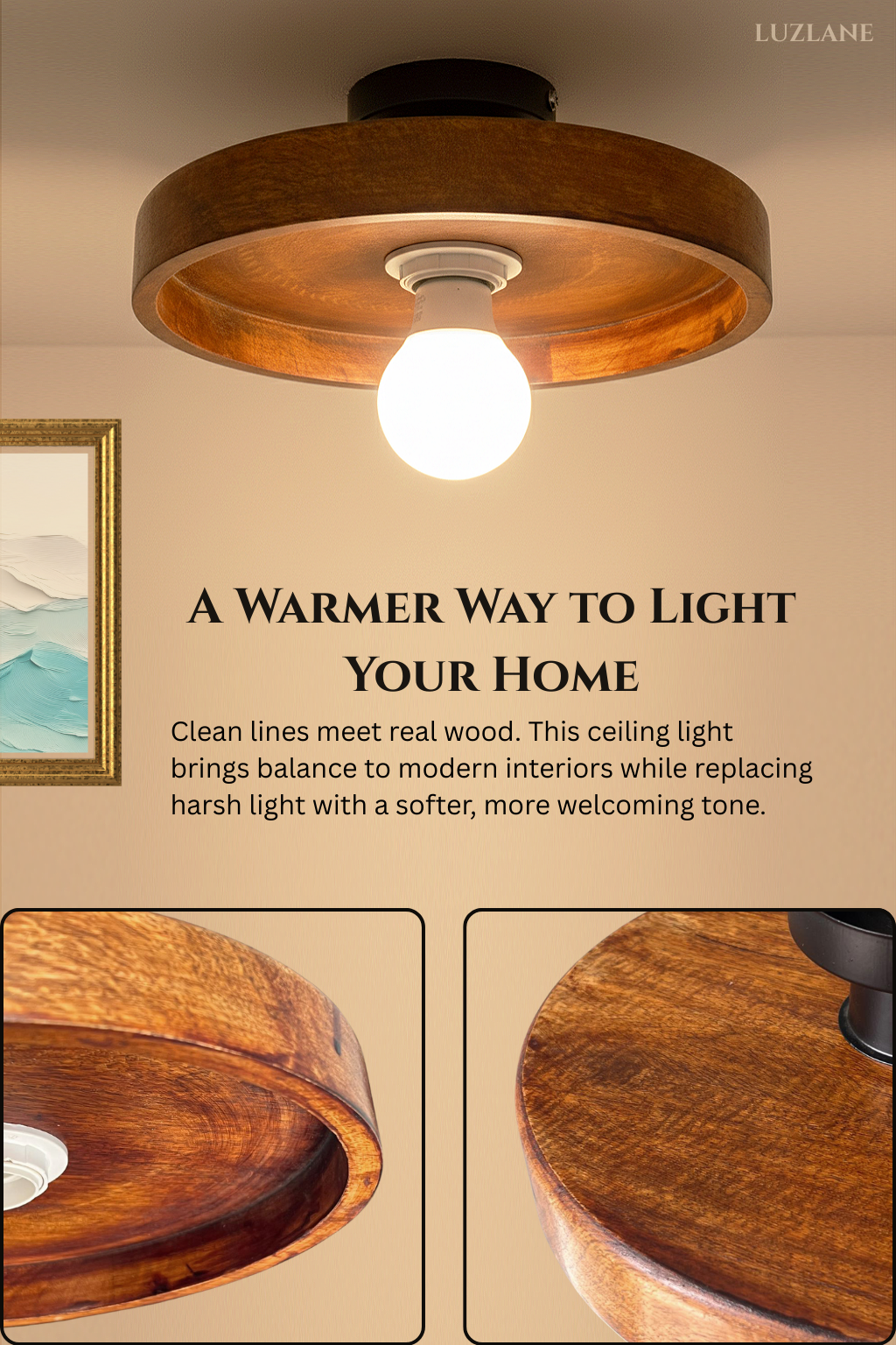 Handcrafted Wooden Ceiling lights for living Area