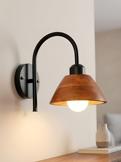 Wooden Conical Wall Mount Lamp for Bedroom & Decor Wall