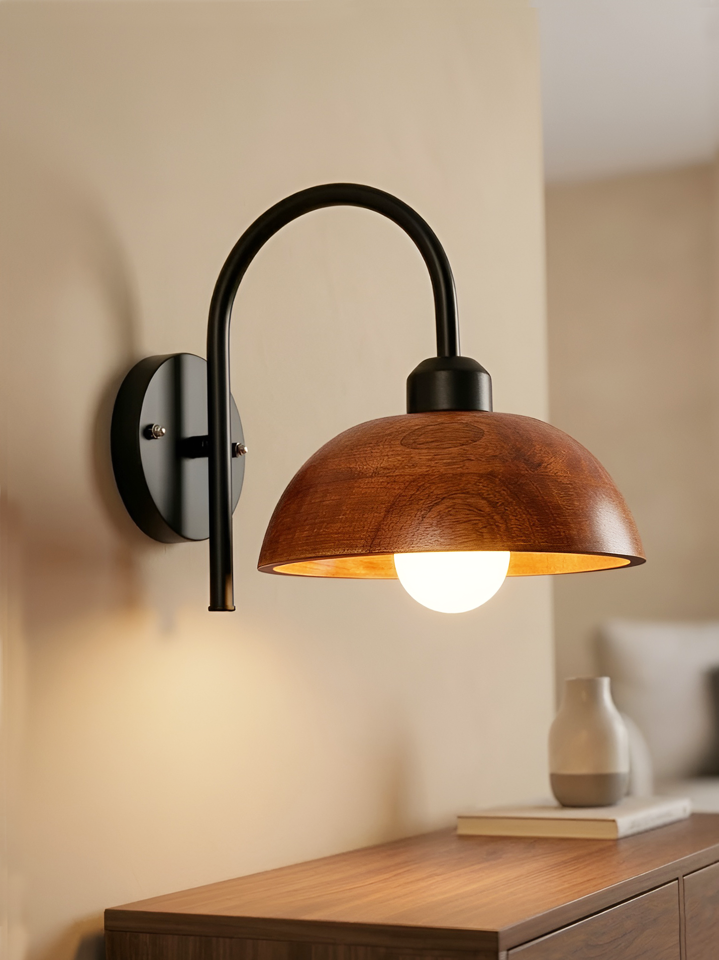 Wooden Dome Wall Lamp For Living room & Bedroom