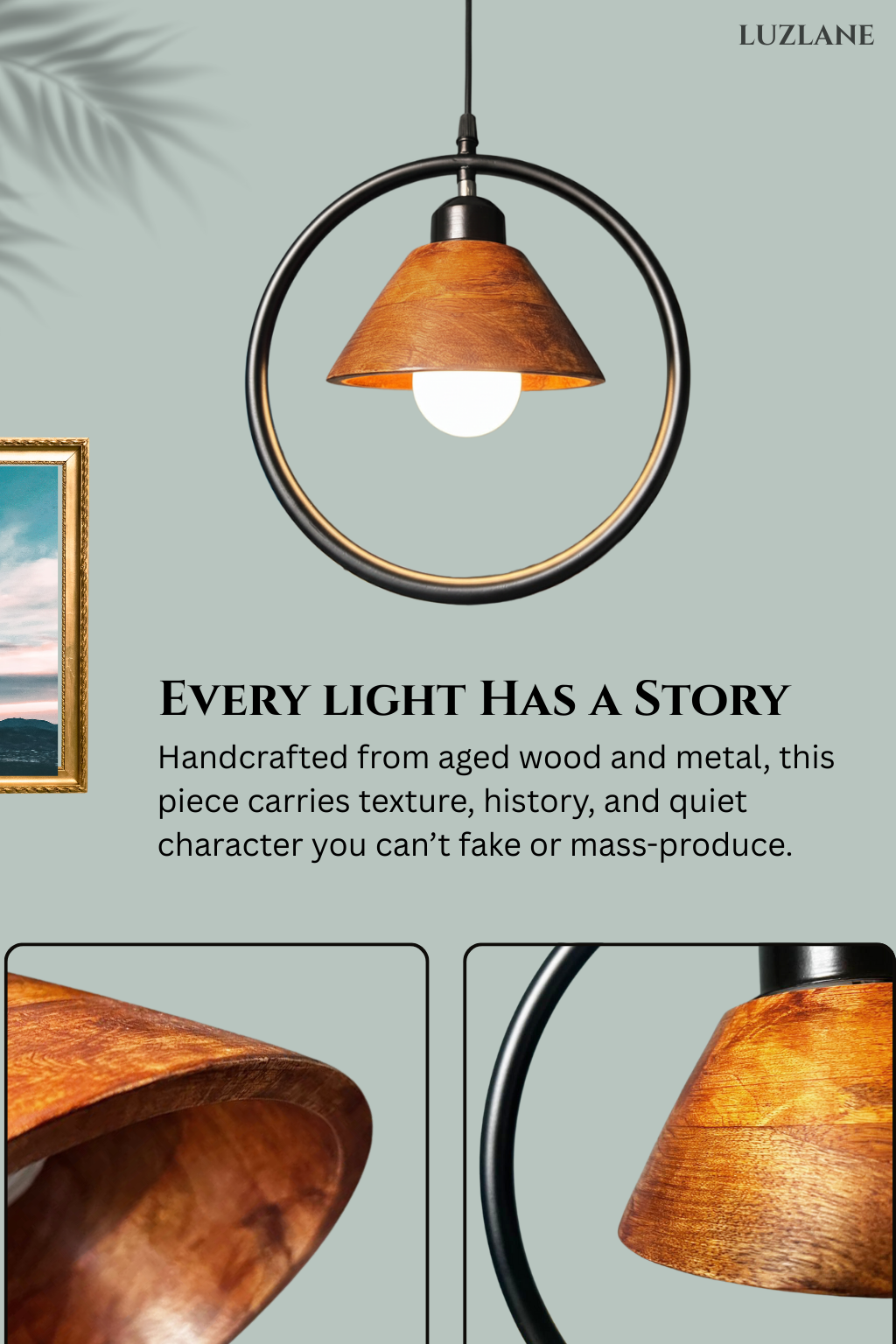 Orbit Conical Wooden Pendant Light -OC06