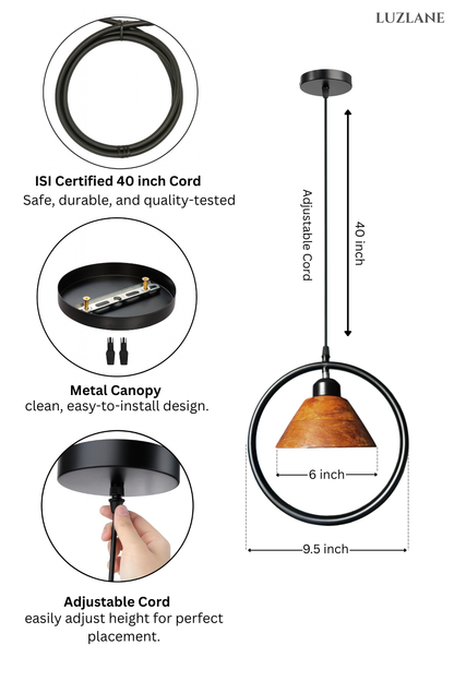 Orbit Conical Wooden Pendant Light -OC06