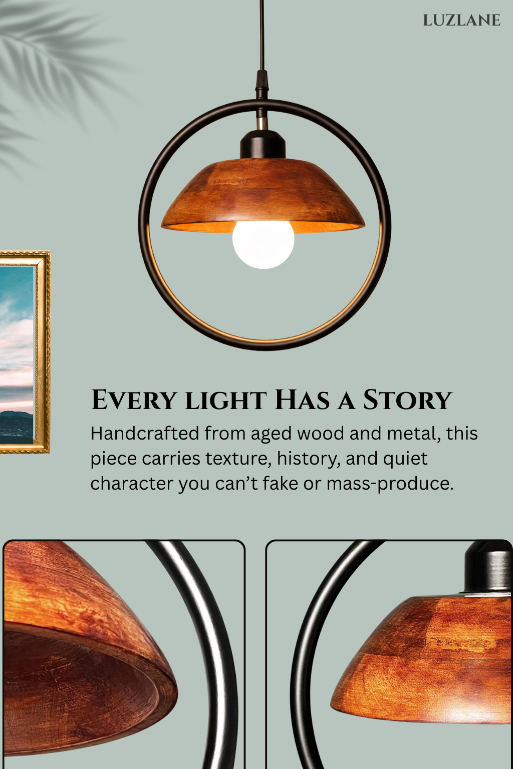 Orbit Conical Wooden Pendant Light -OC08