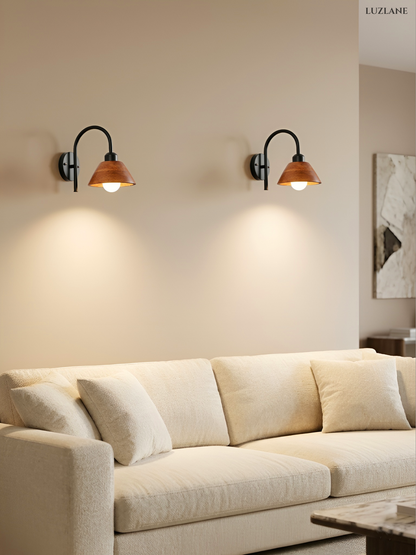 Wooden Conical Wall Mount Lamp for Bedroom & Decor Wall