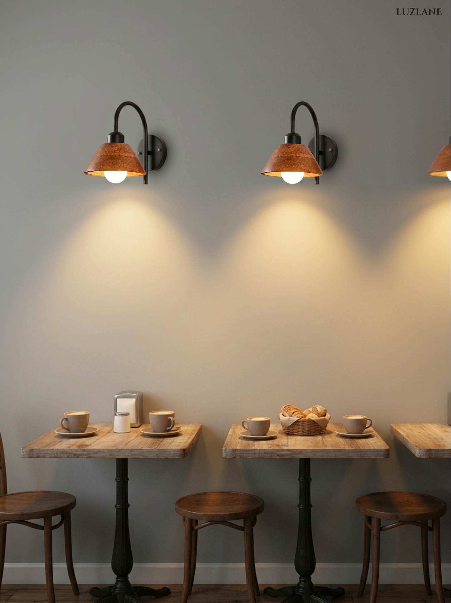Wooden Conical Wall Mount Lamp for Bedroom & Decor Wall