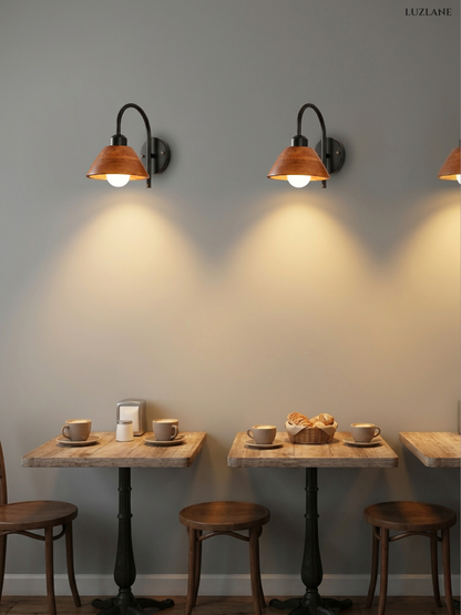 Wooden Conical Wall Mount Lamp for Bedroom & Decor Wall