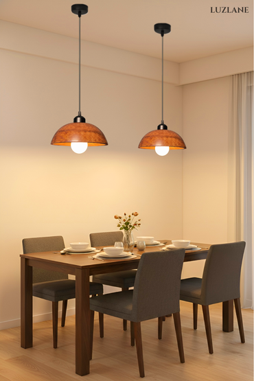 Vintage Wooden Dome Pendant Hanging Lamp for Ceiling