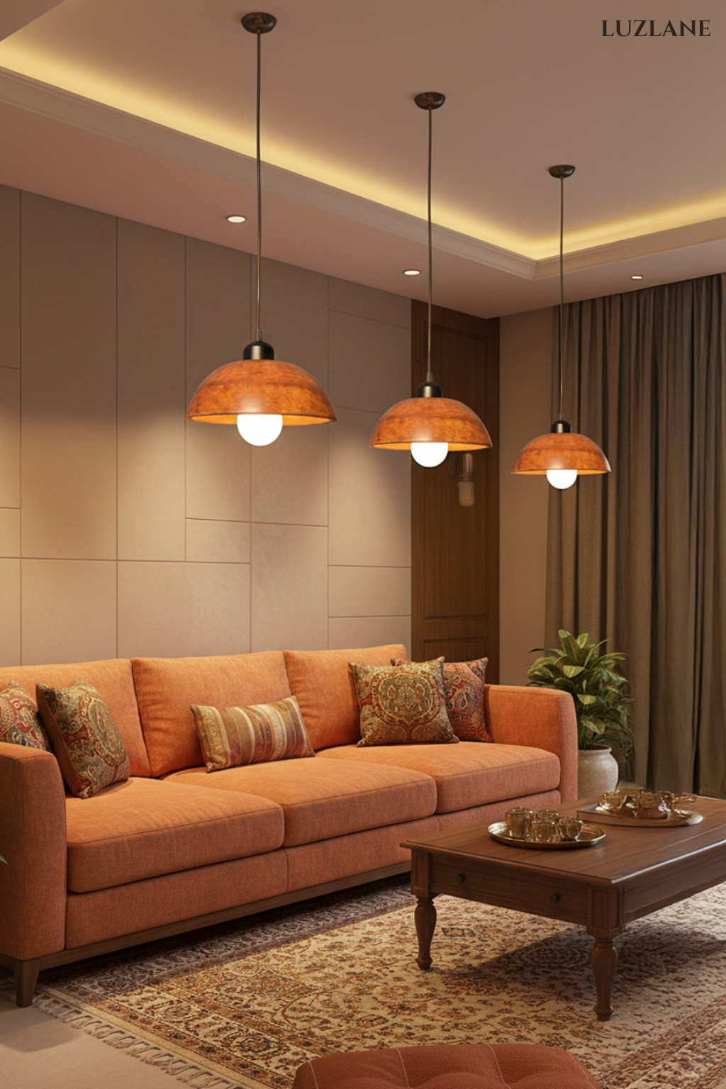 Vintage Wooden Dome Pendant Hanging Lamp for Ceiling
