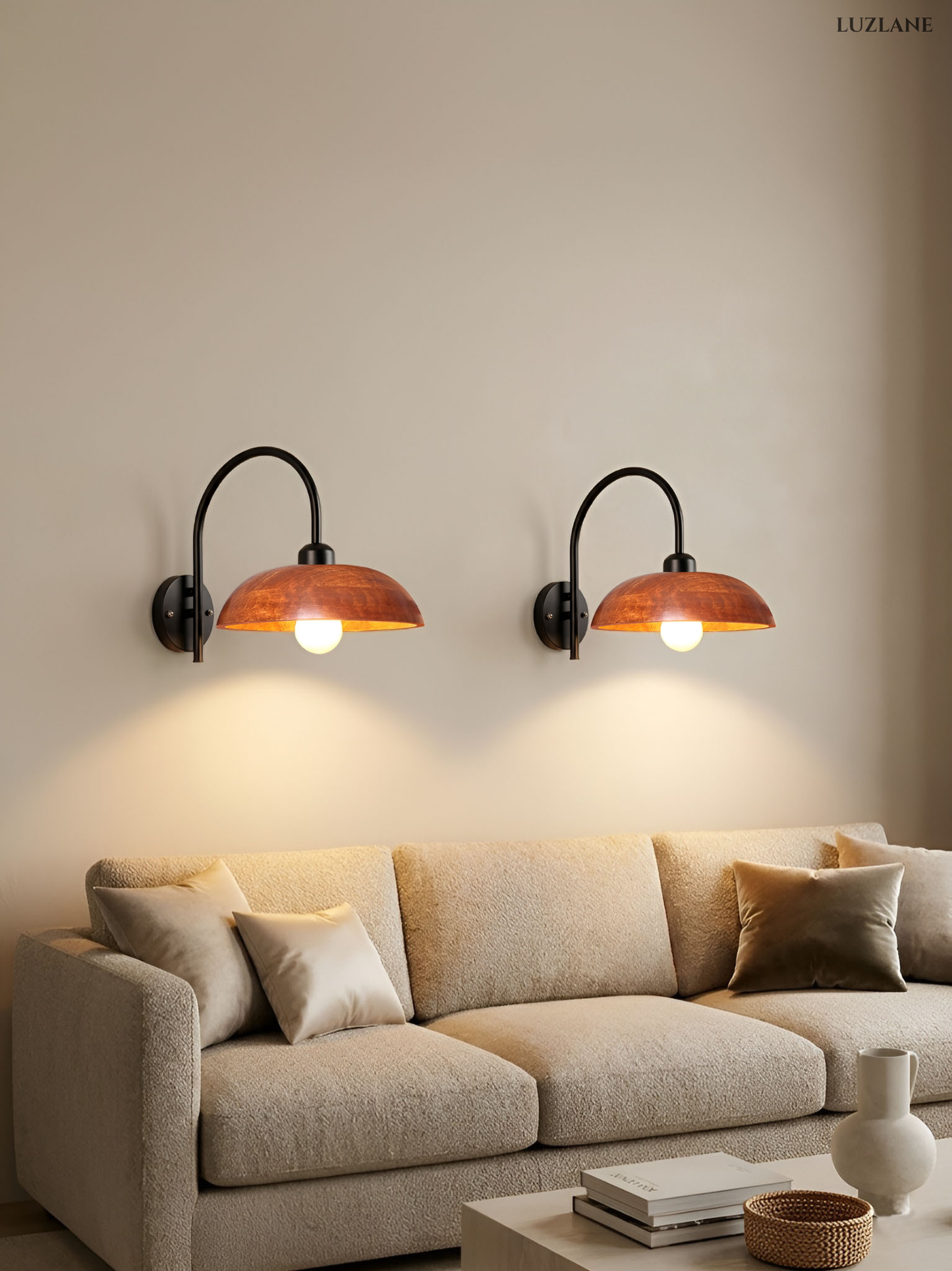 Wooden Dome Wall Mount Lamp for Living room