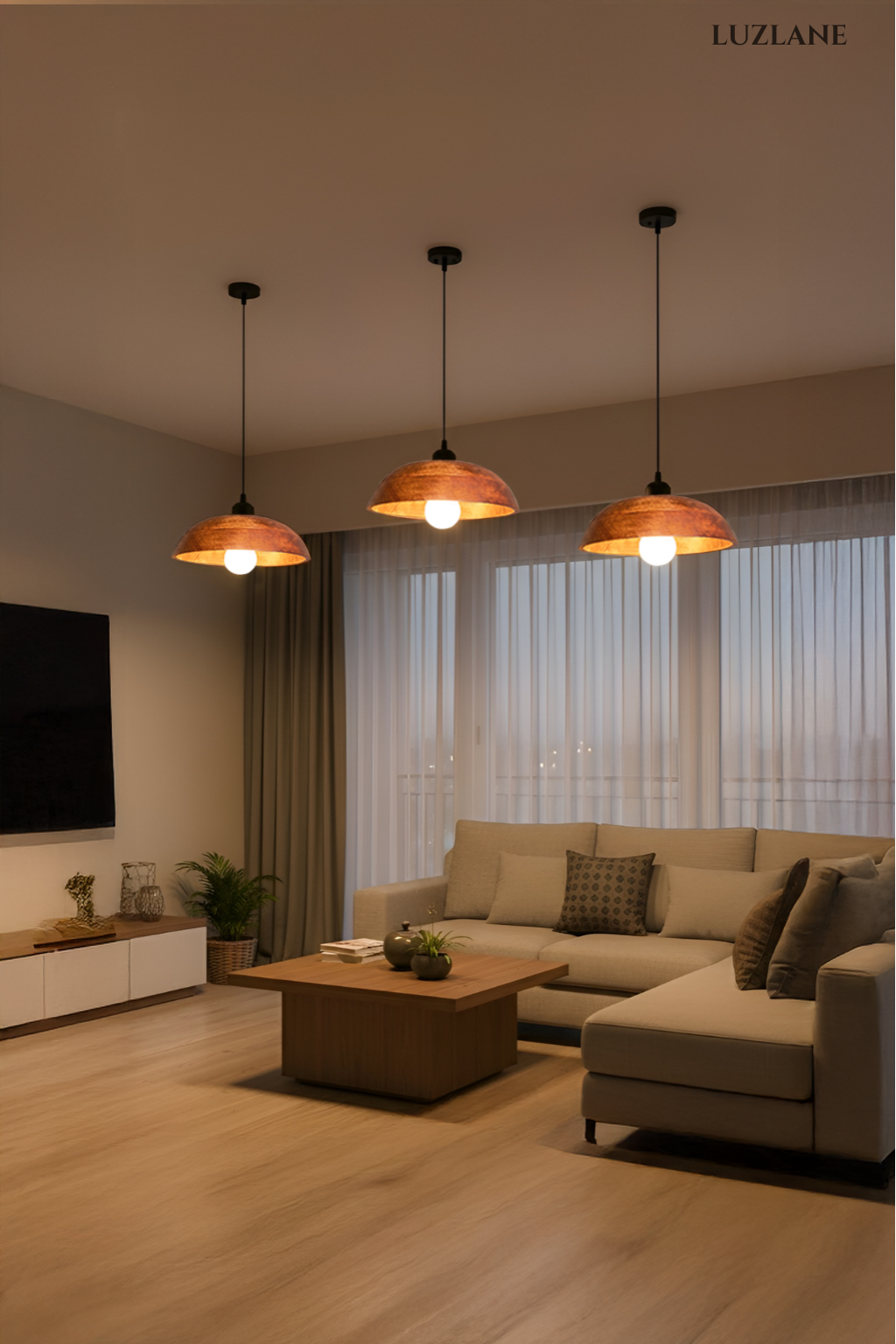 Wooden Dome Pendant Light for Bedroom & Living room