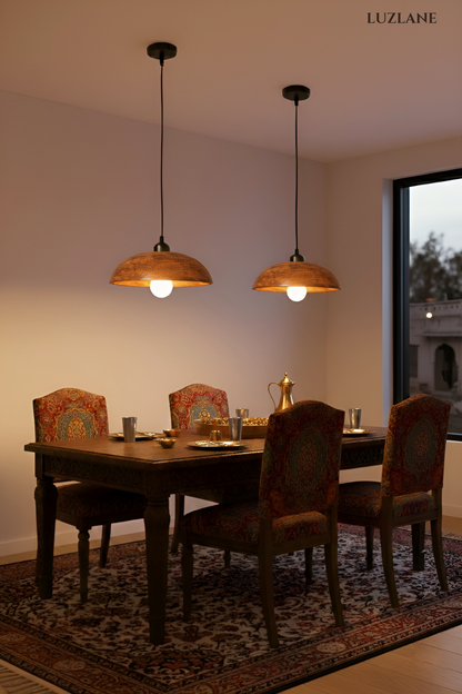 Wooden Dome Pendant Light for Bedroom & Living room