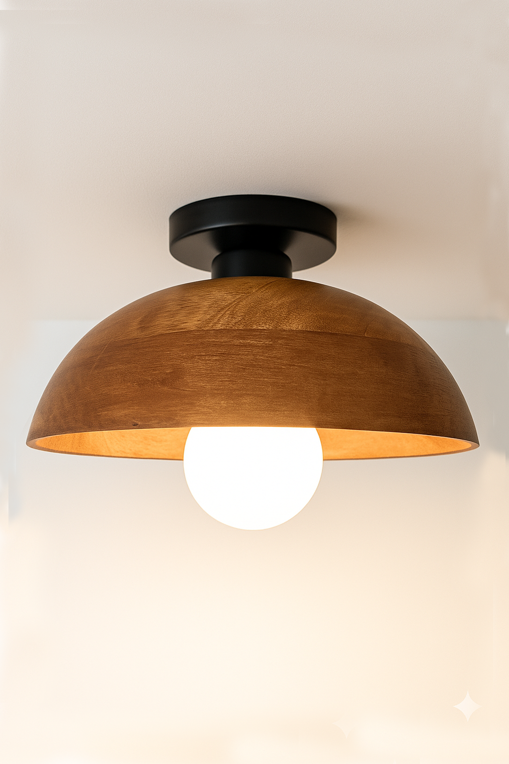 Walnut Dome Ceiling Lamp for Bedroom