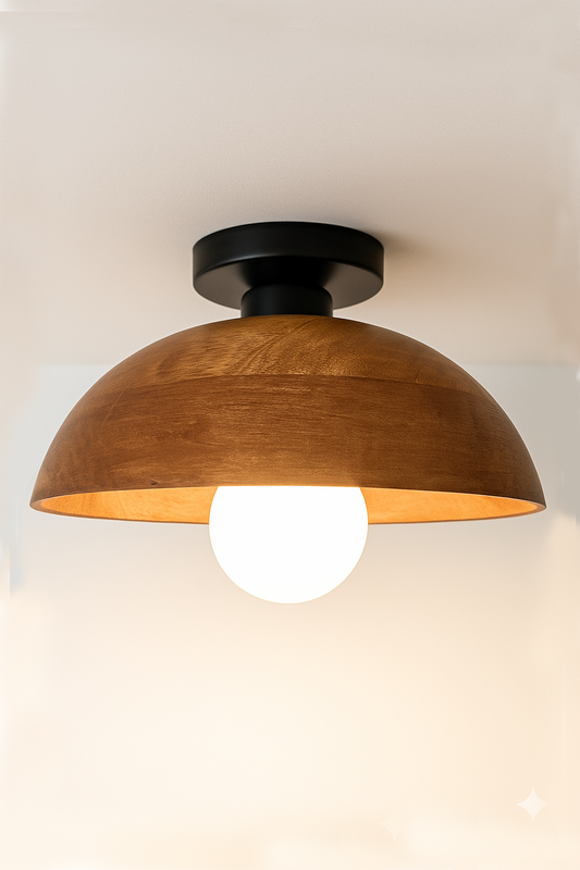 Walnut Dome Ceiling Lamp for Bedroom
