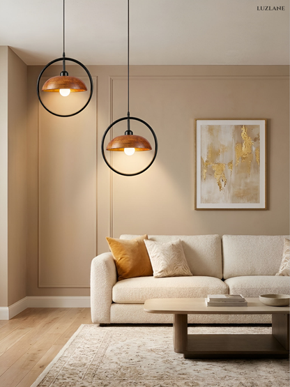 Orbit Dome Wooden Pendant Light For Hall Room