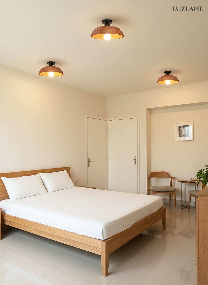 Minimalist Modern Wooden Ceiling Light for Bedroom