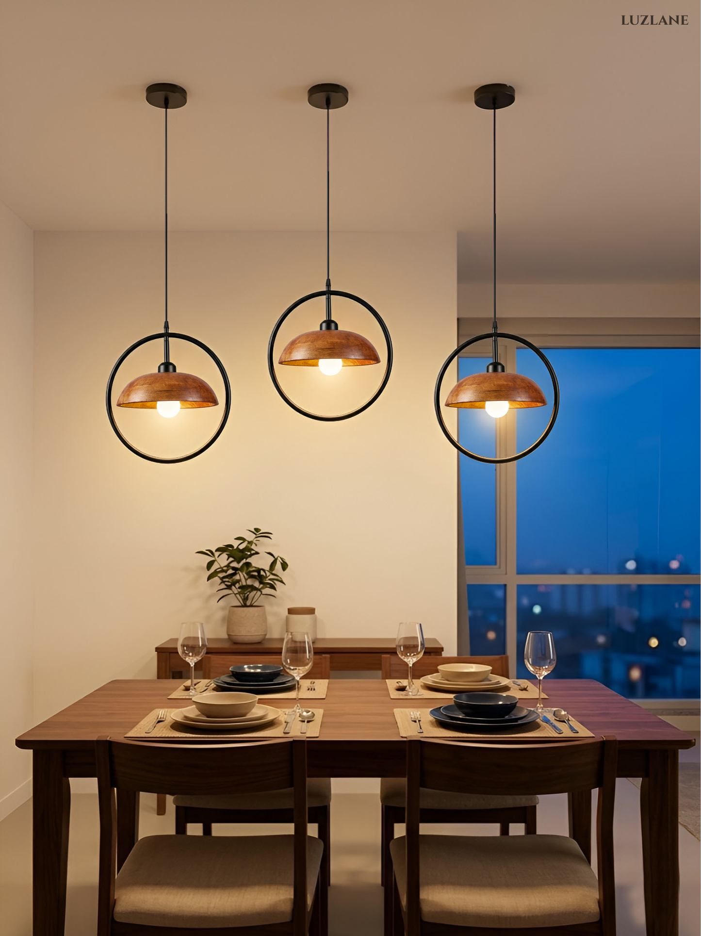 Orbit Dome Wooden Pendant Light For Hall Room