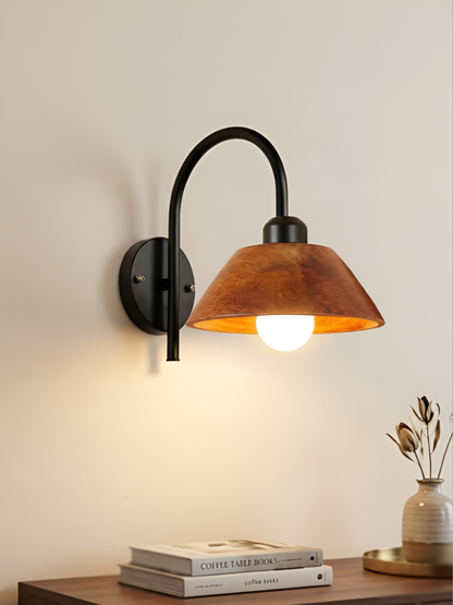 Wooden Conical Wall Mount Lamp for Living room