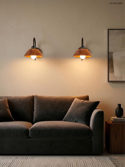 Wooden Conical Wall Mount Lamp for Living room