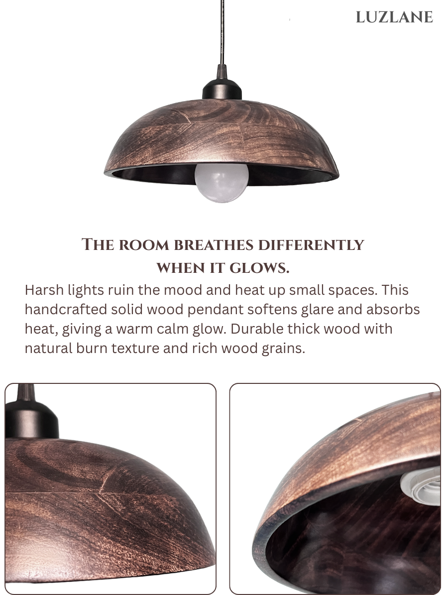Wood Grains Antique Dark Dome Pendant Lamp for Ceiling&nbsp;