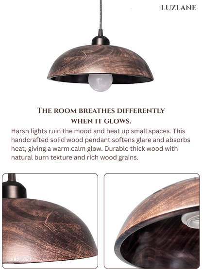 Wood Grains Antique Dark Dome Pendant Lamp for Ceiling&nbsp;