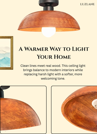 Minimalist Modern Wooden Ceiling Light for Bedroom