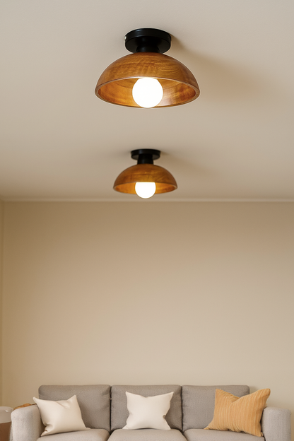 Walnut Dome Ceiling Lamp for Bedroom