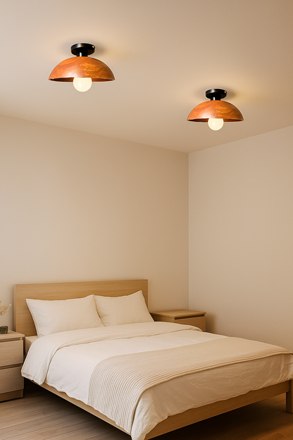 Walnut Dome Ceiling Lamp for Bedroom
