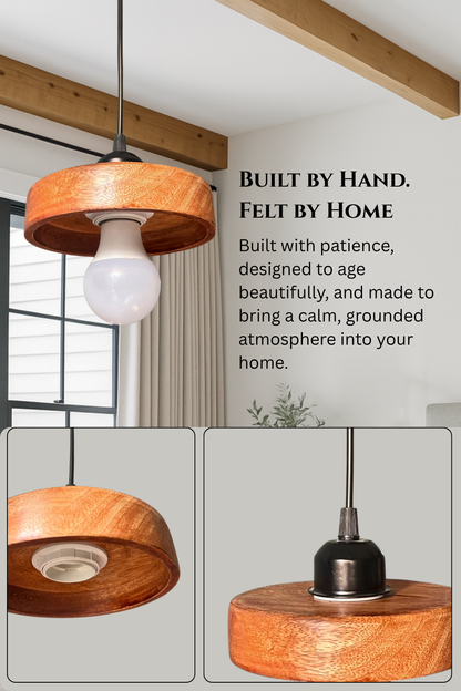 Wooden Ring Dome Hanging Light for Living Room
