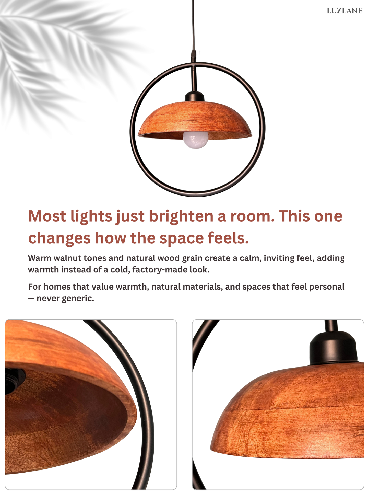 Orbit Conical Wooden Pendant Light -OC08