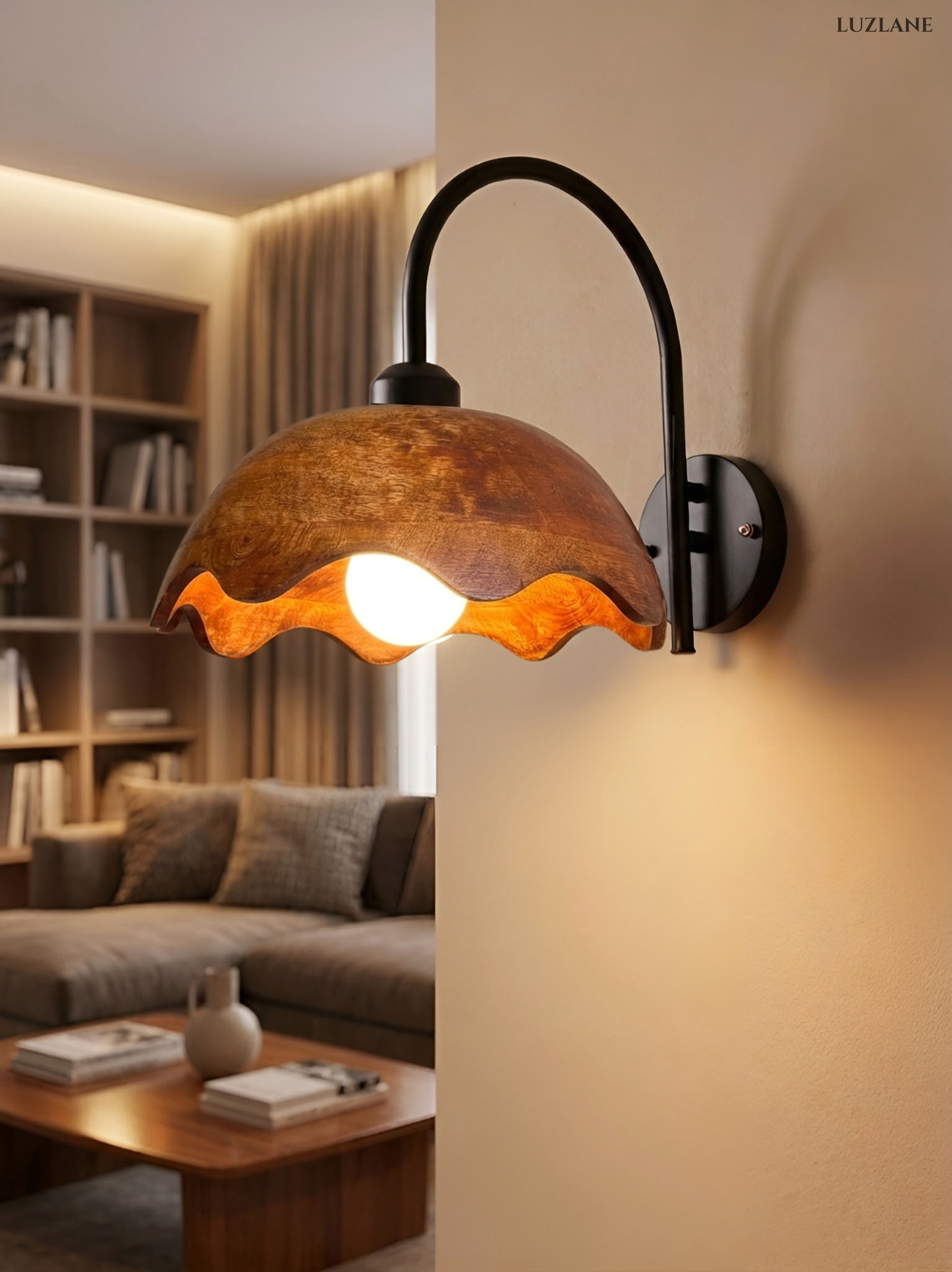 LUMAWAVE-ARCO -Wooden Wall Sconce Lamp for Living Room & Bedroom