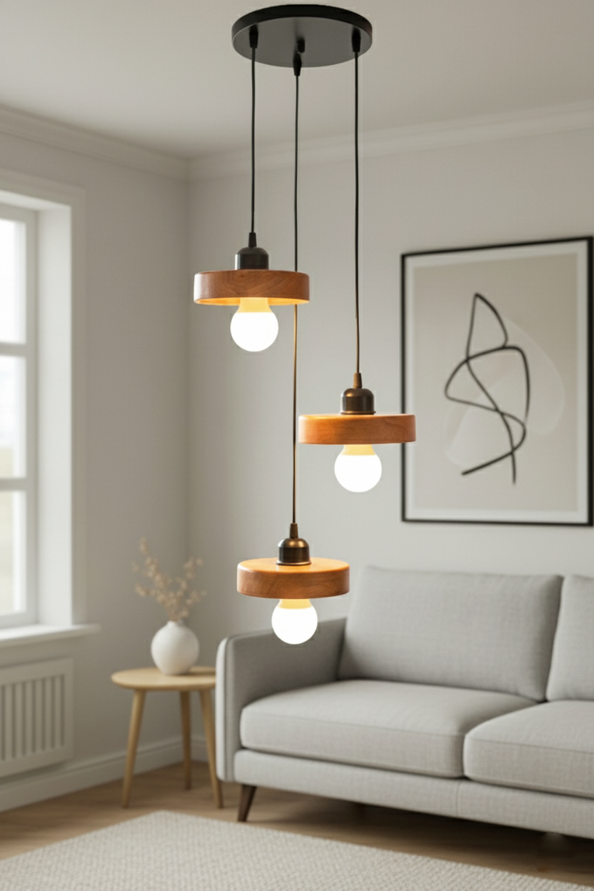 Wooden Hanging Light Cluster for Living Area & Bedroom
