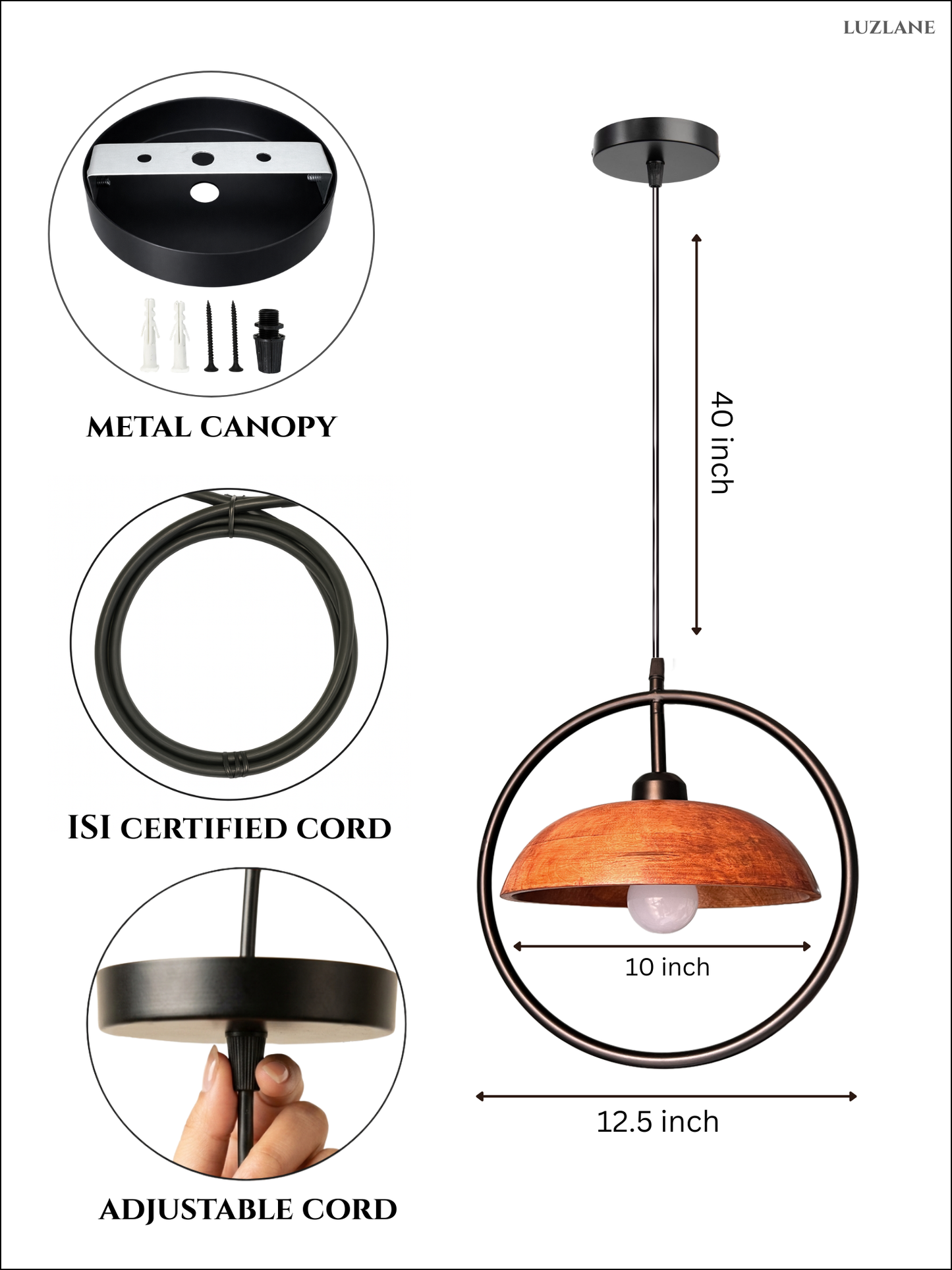 Orbit Dome Wooden Pendant Light For Hall Room