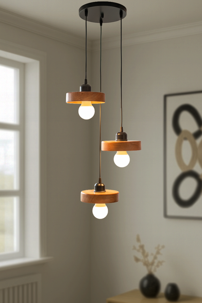 Wooden Hanging Light Cluster for Living Area & Bedroom