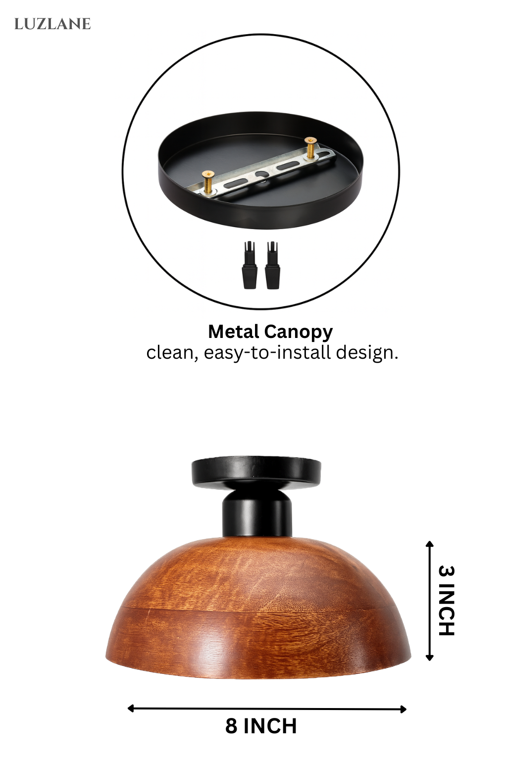 Walnut Dome Ceiling Lamp for Bedroom